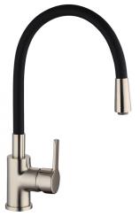 Küchenarmatur flexibler Bogenauslauf edelstahloptik-schwarz matt 