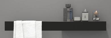 Mert Design Handtuchhalter mit Ablage TEE tiefschwarz RAL 9005, Ausführung Ablage rechts