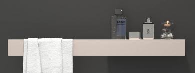 Mert Design Handtuchhalter mit Ablage TEE verkehrsweiß RAL 9016, Ausführung Ablage rechts