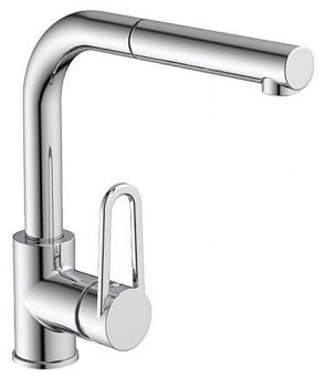 Küchenarmatur mit Hochdruckfunktion in Chromoptik – ausziehbare Brause, rundes Design