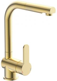 Hochdruck Küchenarmatur Geschirrbrause ausziehbar gold matt 