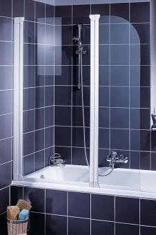 Schulte D1653 Badewannenfaltwand 2-teilig 1400x1140 mm Echtglas klar, Profilfarbe alunatur