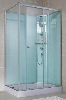 Schulte Fertigdusche Ibiza – moderne Komplettdusche mit Schiebetüren, Glaswänden und Duschsäule