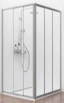 Schulte Dusche Kristall/Trend Eckeinstieg variabel 1850x735-900 mm 3 mm Echtglas Klar, Profilfarbe alunatur