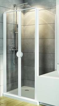 Schulte Duschkabine Sunny Pendeltür mit verkürzter Seitenwand 1800/1550x900/750 mm, 5 mm Echtglas Klar, Profilfarbe alpinweiß