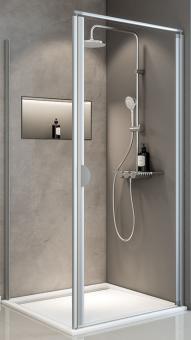 Schulte Duschkabine Sunny mit Drehtür und Seitenwand – modernes Duschsystem mit Glas und Aluminiumprofilen