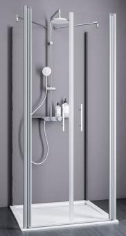 Schulte U-Kabine Alexa Style 2.0 Pendeltür mit 2 Seitenwänden 1920x800x800x800 mm, 5 mm Echtglas Klar, Profilfarbe alunatur