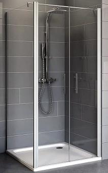 Schulte Duschkabine Alexa Style 2.0 Pendeltür mit Seitenwand 1920x900x900 mm, 5 mm Echtglas Klar, Profilfarbe matt schwarz