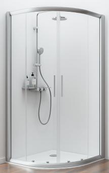 Schulte Kristall/Trend Viertelkreis Dusche 4-teilig Radius 500 1850x800x800 mm, 6 mm Echtglas Klar, Profilfarbe alunatur