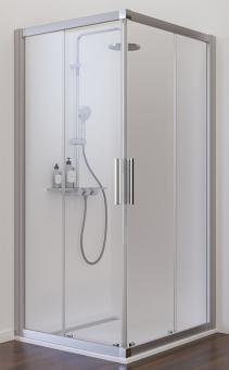 Schulte Kristall/Trend Eckeinstieg mit unterem Profil 1850x1000x1000 mm, 6 mm Echtglas Klar, Profilfarbe alunatur