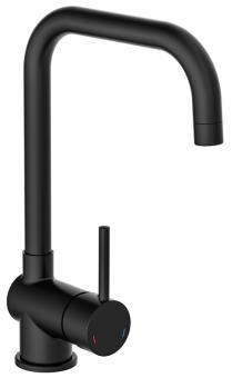 Niederdruck Einhand Spültischarmatur hoher Auslauf schwarz matt