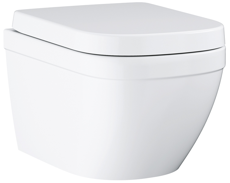 Euro Keramik Wand-WC Tiefspüler Set spülrandlos mit WC-Sitz