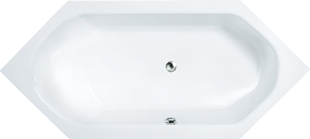 Acryl Sechseck Badewanne 2000x900x420 mm weiß Liegefläche links
