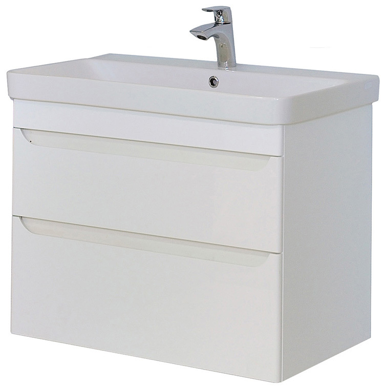 Badmöbel Waschbeckenunterschrank Set 80 cm weiß Hochglanz 2 Auszüge