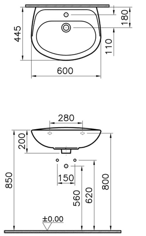 Keramik Waschbecken Base 3 Größen