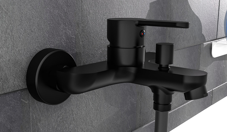 Einhebel Aufputz Badewannenarmatur schwarz matt