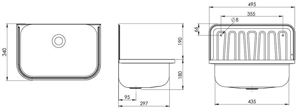 Stahl-Ausgussbecken weiß-emailliert zur Wandmontage