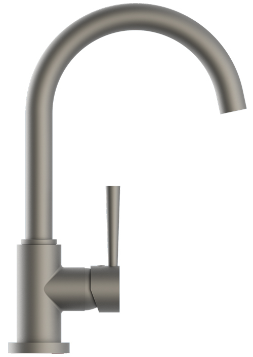 Einhand Küchenarmatur mit hohem Bogenauslauf graphit matt