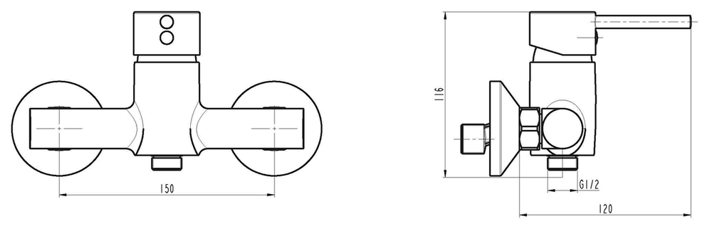 Einhebel Aufputz Brausearmatur chromoptik