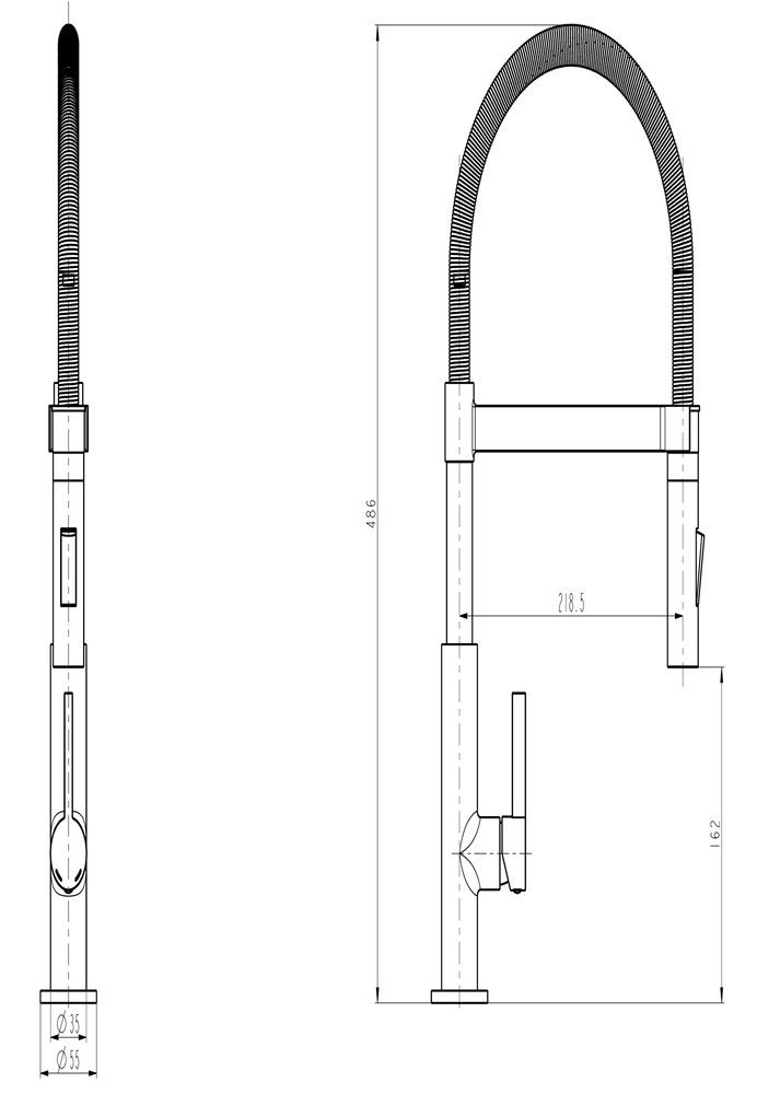 Spiralfeder Spültischarmatur mit Magnet-Befestigung chrom/schwarz